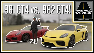 Porsche Battle: 981 Cayman GT4 vs. uncorked 982/718 Cayman GT4: even match? | One-Mile Review