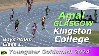 Amal GLASGOW | Kingston College | Nathanael ABRAHAMS | Boys 400m Class 1 | Youngster Goldsmith 2024