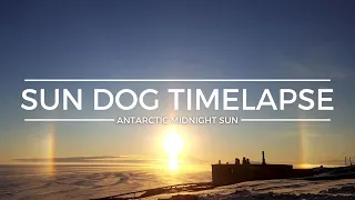 Sun dog and Antarctic midnight sun