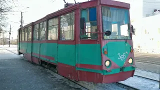 Поездка на трамвае 71-605 (КТМ-5) в Хабаровске.