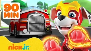 PAW Patrol Marshall's Mighty Rescues! 👩‍🚒 90 Minute Compilation | Nick Jr.