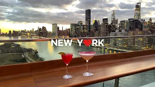 [4K]🇺🇸NYC Early Spring Walk🗽🚕: Grand Central to Roosevelt Is.🚠Sunset at Panorama room🍹Mar. 2024