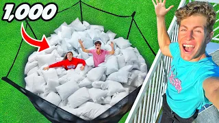 TRAMPOLINE FILLED WITH 1,000 PILLOWS!