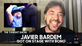 Javier Bardem Spills on His Feather Boa Moment on Stage at a U2 Concert | The Tonight Show