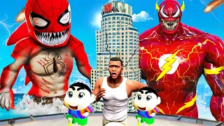 Franklin Became Giant "SPIDER SHARK" And Defeated "VENOM FLASH" in GTA5 | GTA5 AVENGERS