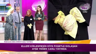 Elleri kirlenmesin diye poşetle bağlıyor!