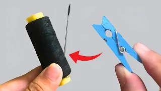 Few people know the easiest way to thread a needle with a clothespin