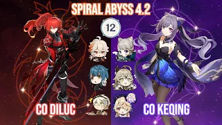 C0 Diluc Vape x C0 Keqing Cat Girl Aggravate - NEW SPIRAL ABYSS 4.2 Full Star Clear Showcase!