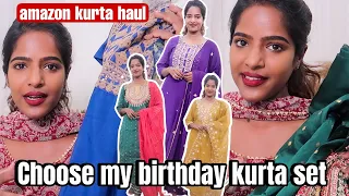 My Birthday Outfits Haul🎂-Indian Kurta Sets Try On Haul-Choose one for me🥳
