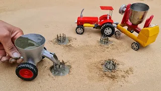 diy tractor the most creatives  mini rustic! making miniature for water pump| concrete bridge