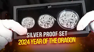 Unboxing 2024 Year of the Dragon Silver Proof Three-Coin Set