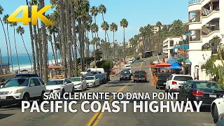 Driving Pacific Coast Highway from San Clemente to Dana Point, California, USA, 4K UHD