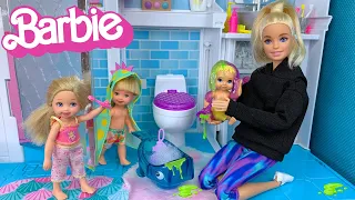 Barbie & Ken Doll Family Night Routine - Making Slime & Bedtime