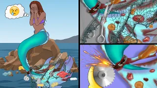 [ASMR Animation] Remove the wound in the tail fin for Ariel Mermaid | Wow Brain Kr | Deep Cleaning