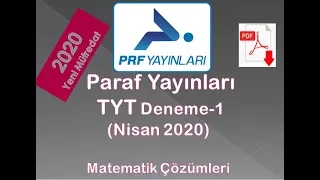 2020 Paraf Yayınları TYT-1 Deneme Sınavı Matematik Çözümleri