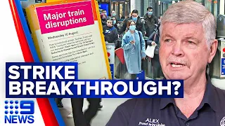 'Breakthrough' in NSW train negotiations but strike action to continue | 9 News Australia