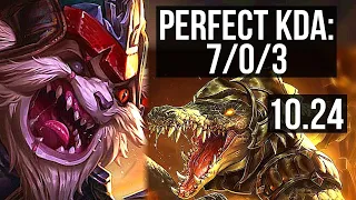 KLED vs RENEKTON (TOP) | 7/0/3, 7 solo kills, 400+ games, Godlike | BR Master | v10.24