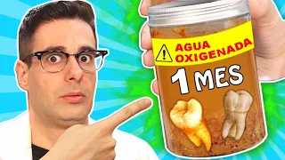 DEJANDO COMIDA 1 MES EN AGUA OXIGENADA | Experimentos Curiosidades con Mike