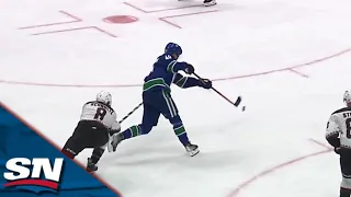 Elias Pettersson Breaks Into Zone With Speed And Rips Puck Past Karel Vejmelka