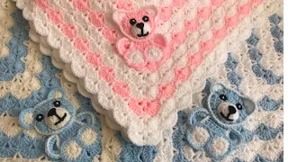 Crochet Bear/crochet blanket appliqué