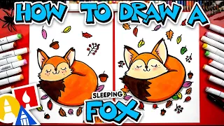 How To Draw A Cute Fox Sleeping In Fall