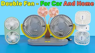 Mini Fan - Double Fan Stronger Wind, For Car And Home, Folding Type USB Rechargeable | Unboxing TV