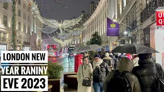 London City New Year’s Eve 2023 | London Winter Street Evening Tour | 4K HDR Virtual Walking Tour