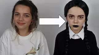 Wednesday Addams Makeup Transformation on my Sister