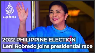 Philippines’s No 2 Leni Robredo joins race to succeed Duterte