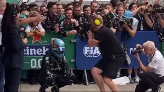 George Russell taking it all in after his #BrazilGP win | BTS of Parc Férme & Mercedes celebration