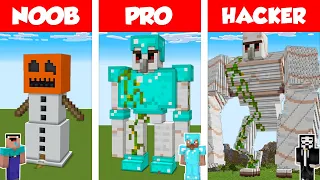 Minecraft NOOB vs PRO vs HACKER: GOLEM STATUE HOUSE BUILD CHALLENGE in Minecraft / Animation