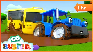 Wheels on the Bus - Stuck in the Mud! | Go Buster - Bus Cartoons & Kids Stories