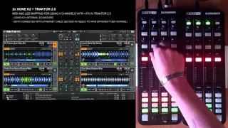 2x Allen & Heath XONE K2 MIDI and LED mapping for using 4 channels with 4 FX in Traktor 2.5