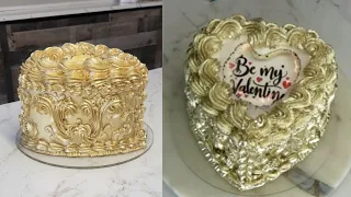 Viral Filigree Piped BURN AWAY CAKE / Valentines Edition | Edible Gold Cake Without an Airbrush