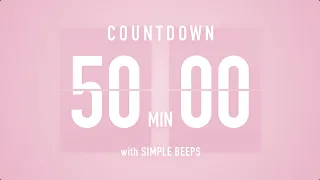 50 Min Countdown Flip Clock Timer / Simple Beeps 🌸🔔