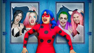 Vampire Apocalypse in Superhero School / Harley Quinn Vs Hello Kitty Vs LadyBug