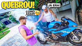 TROLAGEM 🤣 - COLOQUEI ÓLEO NO ESCAPE DA BMW S1000 DO CORONADO E FALEI QUE QUEBROU O MOTOR !! 😂