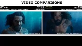 VIDEO COMPARISONS - Justice League - Comic-Con Sneak Peek [HD]