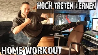 Homeworkout für hohe Tritte mit einem Stuhl als Trainingshilfe | KAMPFKUNST LIFESTYLE