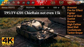 T95/FV4201 Chieftain video in Ultra HD 4K🔝 not even 15k, 5 kills, 1806 exp  🔝 World of Tanks ✔️
