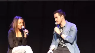 Chris Wood & Kat Graham at Bloodynightcon Brussels  may 2015 doing imitations