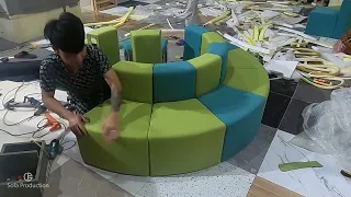 The process of making a round chair that can seat up to 12 people