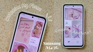 Set Up & Customize My Samsung A54 5g💌 || Aesthetic Coquette Pink Theme✨ Pinterest, Widget🎀