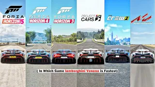 Lamborghini Veneno Comparison - FH5 Vs  FH4 Vs FH3 Vs FM7 Vs The Crew 2 Vs Project Cars 3 Vs AC