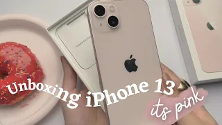 Pink iPhone 13 unboxing 🍭💕 phone setup + accessories