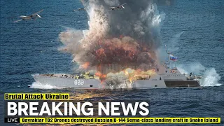 Attack Again! Bayraktar TB2 Drones destroyed Russian D-144 Serna class landing craft in Snake Island