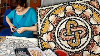 ROMAN MOSAICS of stones and marble. This is the technique and MUSIVARY ART with tesserae