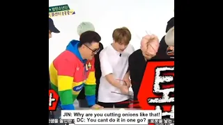 Remember when BTS RM tried to CUT ONIONS but ended up getting chaotic and SCOLDED BY JIN😂 #bts