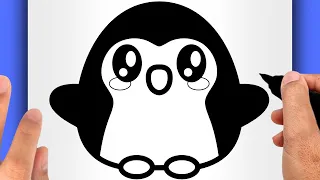 COMO DIBUJAR UN PINGÜINO KAWAII FACIL PASO A PASO