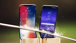 iPhone X vs Galaxy S8 Katana Scratch Test!